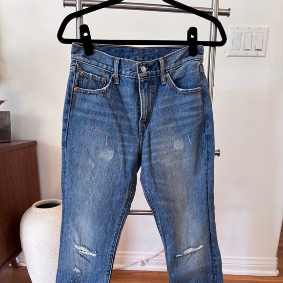 Levi's Distressed Raw Edge Hem Denim - Medium Blue - Picture 3 of 5